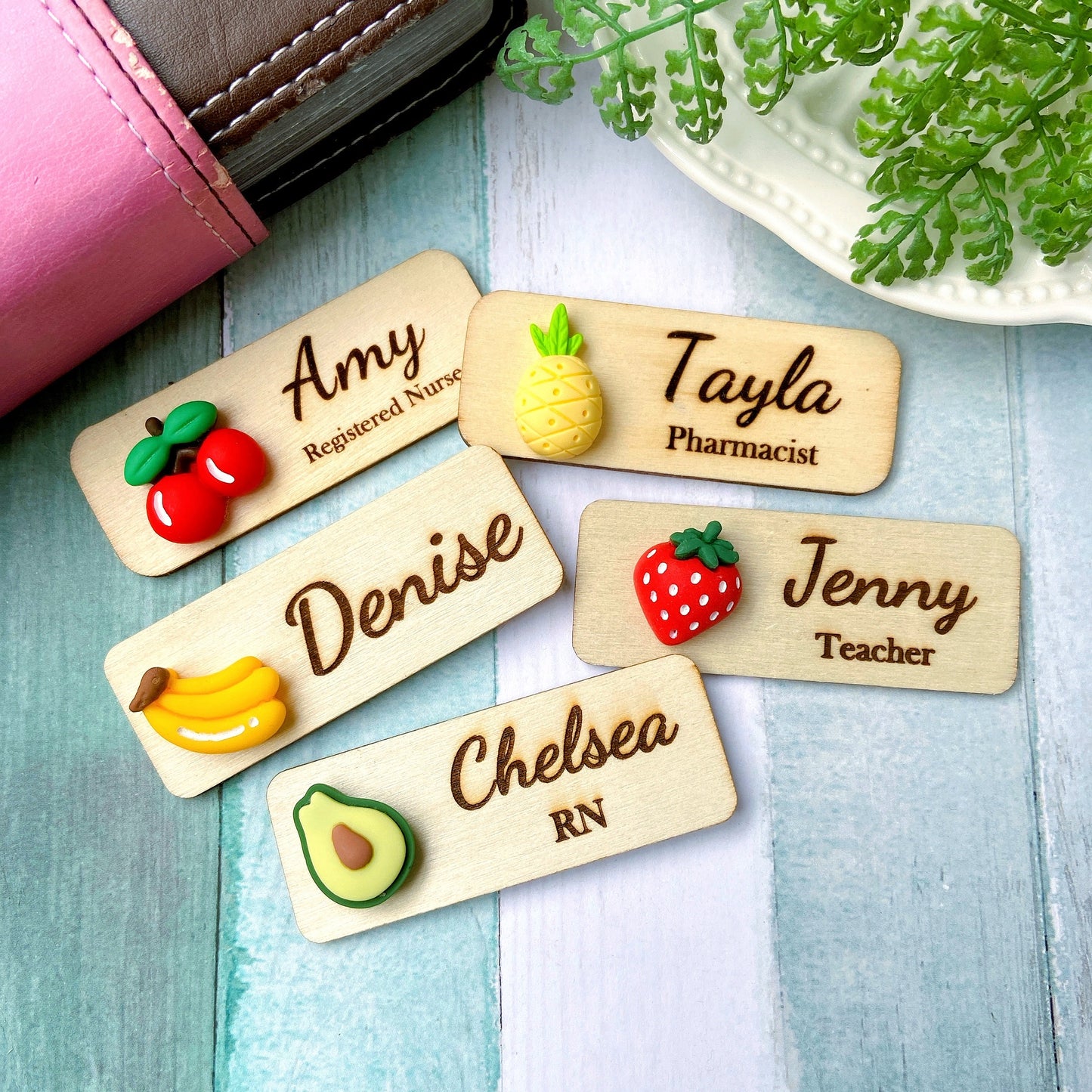 Adorable Fruit Personalized Name Tag Badge - Cherry