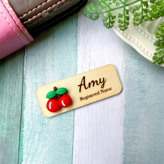 Adorable Fruit Personalized Name Tag Badge - Cherry