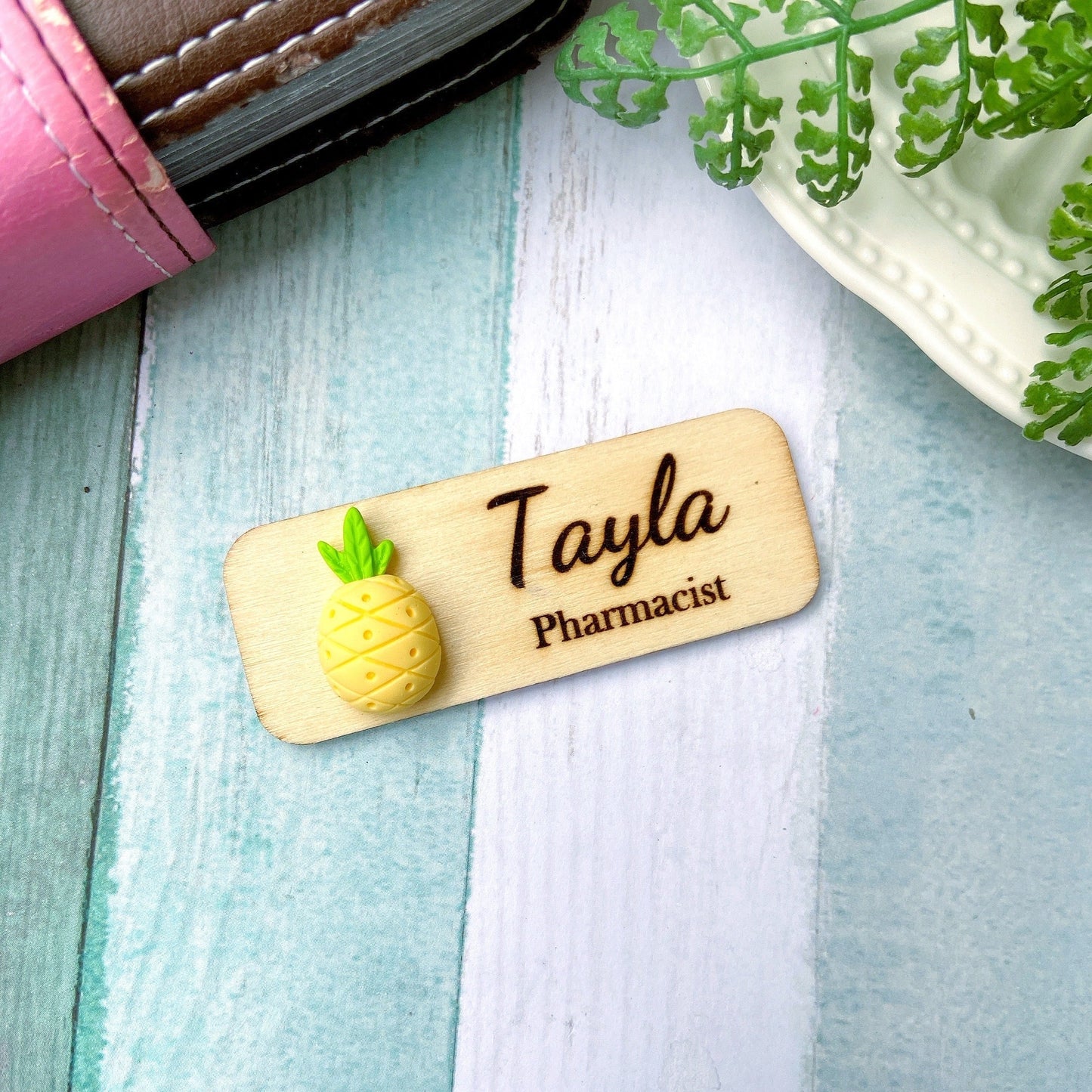 Adorable Fruit Personalized Name Tag Badge - Pineapple