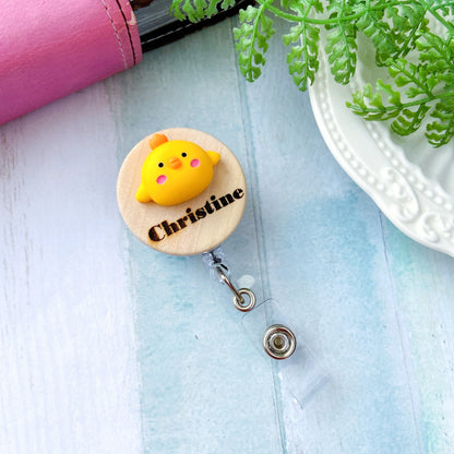 Adorable Personalized 3D Cartoon Animals Personalized Name Badge Reel - Chicken