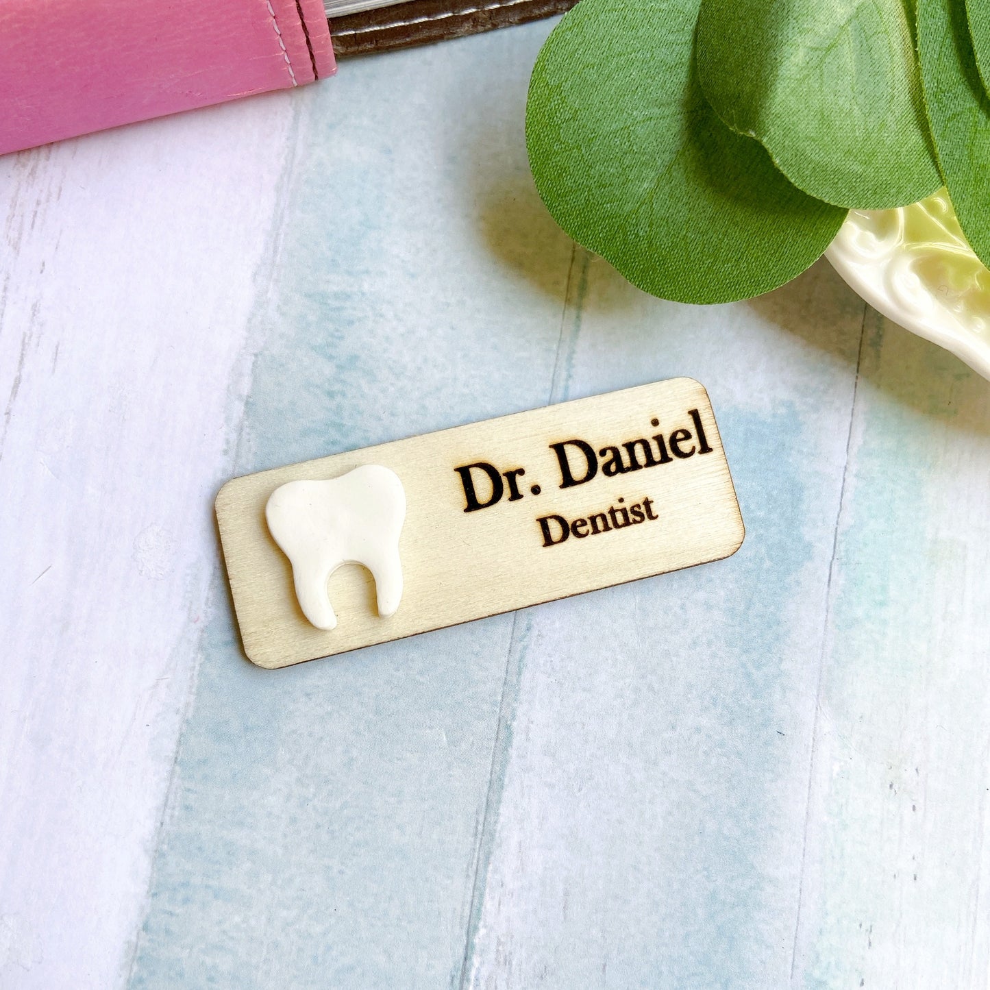 Dental 3D Tooth Personalized Name Tag Badge - No face