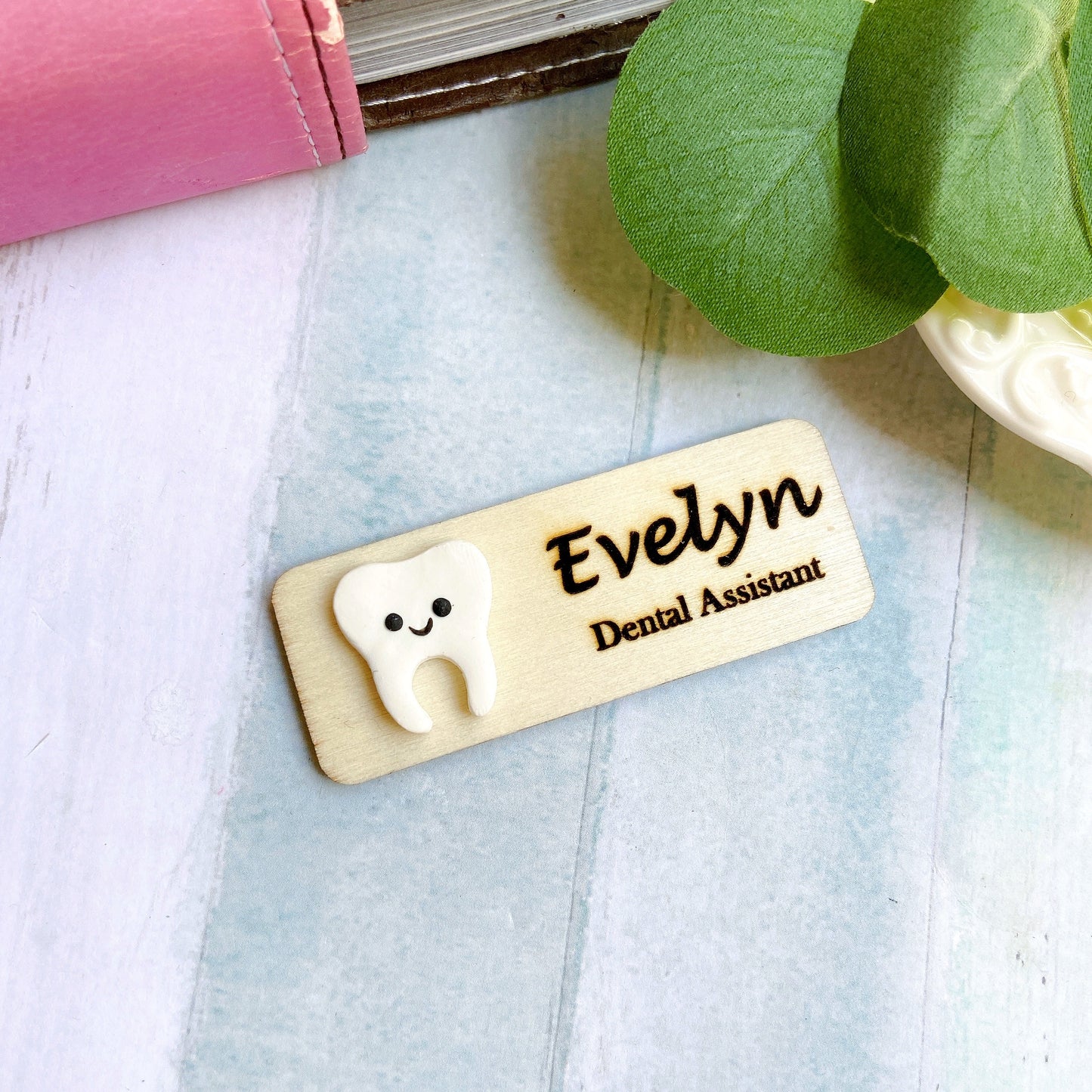 Dental 3D Tooth Personalized Name Tag Badge - No face