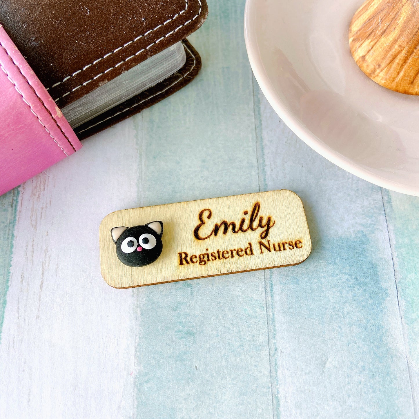 Animals Handmade 3D Personalized Wooden Name Tag Badge - Panda