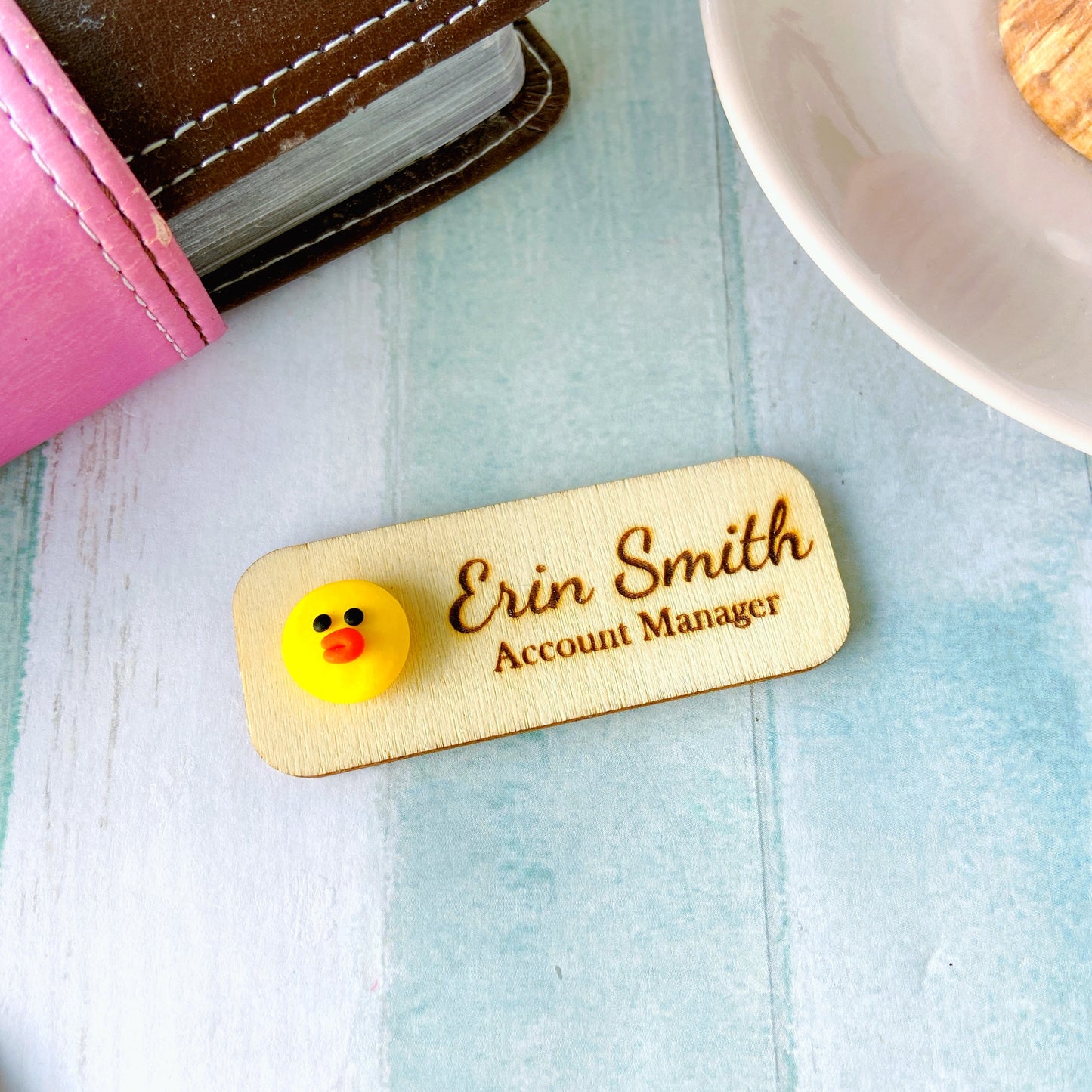 Animals Handmade 3D Personalized Wooden Name Tag Badge - Bee