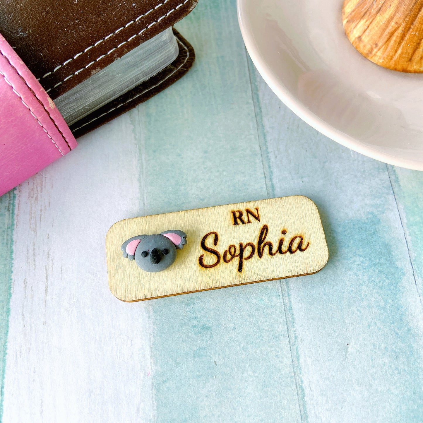 Animals Handmade 3D Personalized Wooden Name Tag Badge - Black Cat