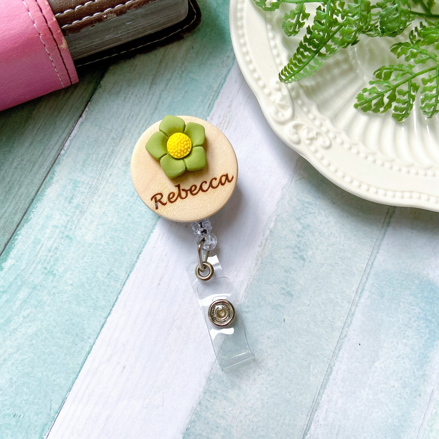 Floral Handmade 3D Personalized Nurse Badge Reel - Sunflower