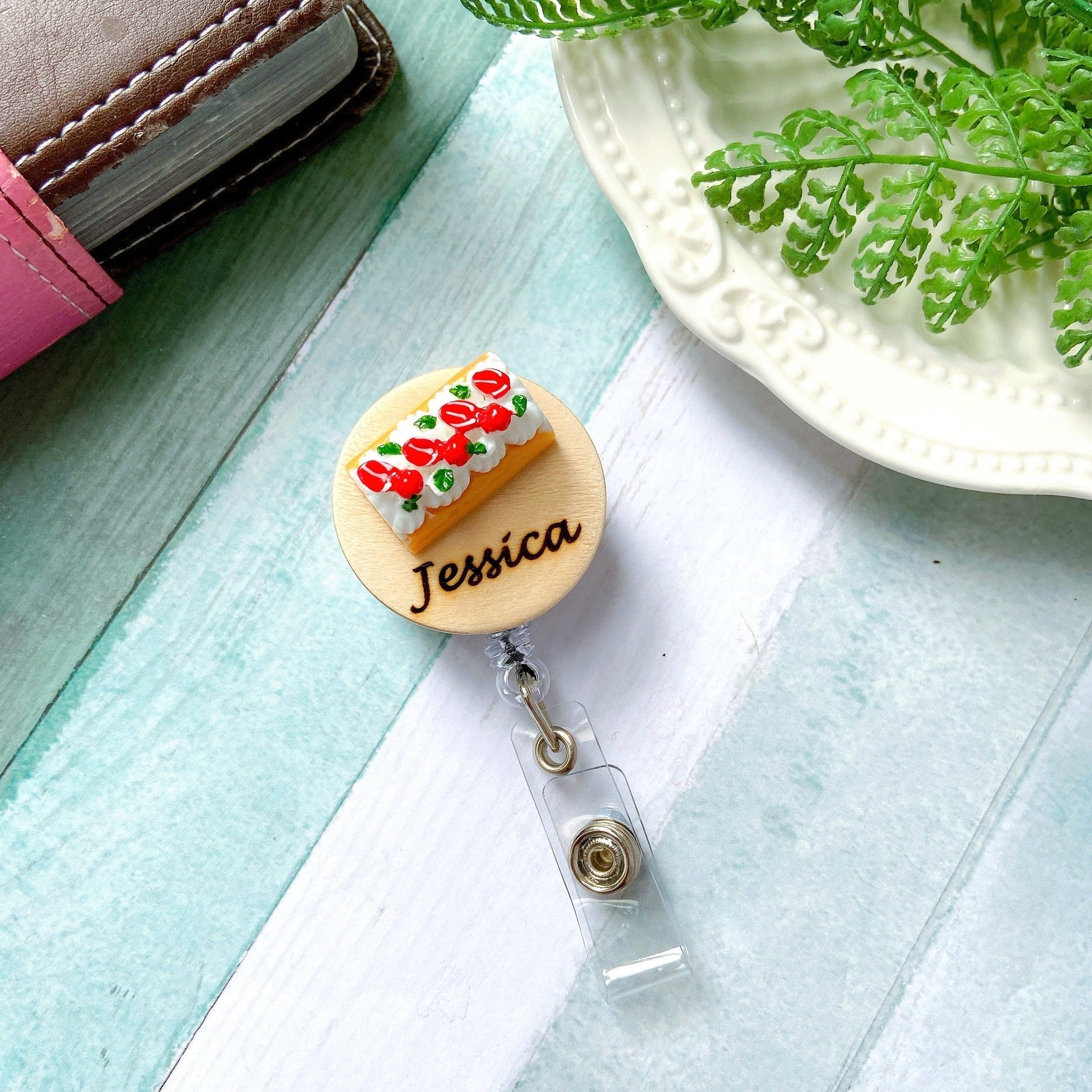 Food And Dessert Handmade 3D Personalized Name Badge Reel - Mille-Feuille