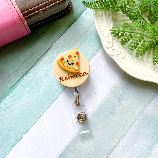 Food And Dessert Handmade 3D Personalized Name Badge Reel - Pizza