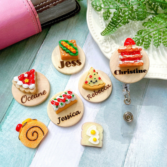 Food And Dessert Handmade 3D Personalized Name Badge Reel - Mille-Feuille