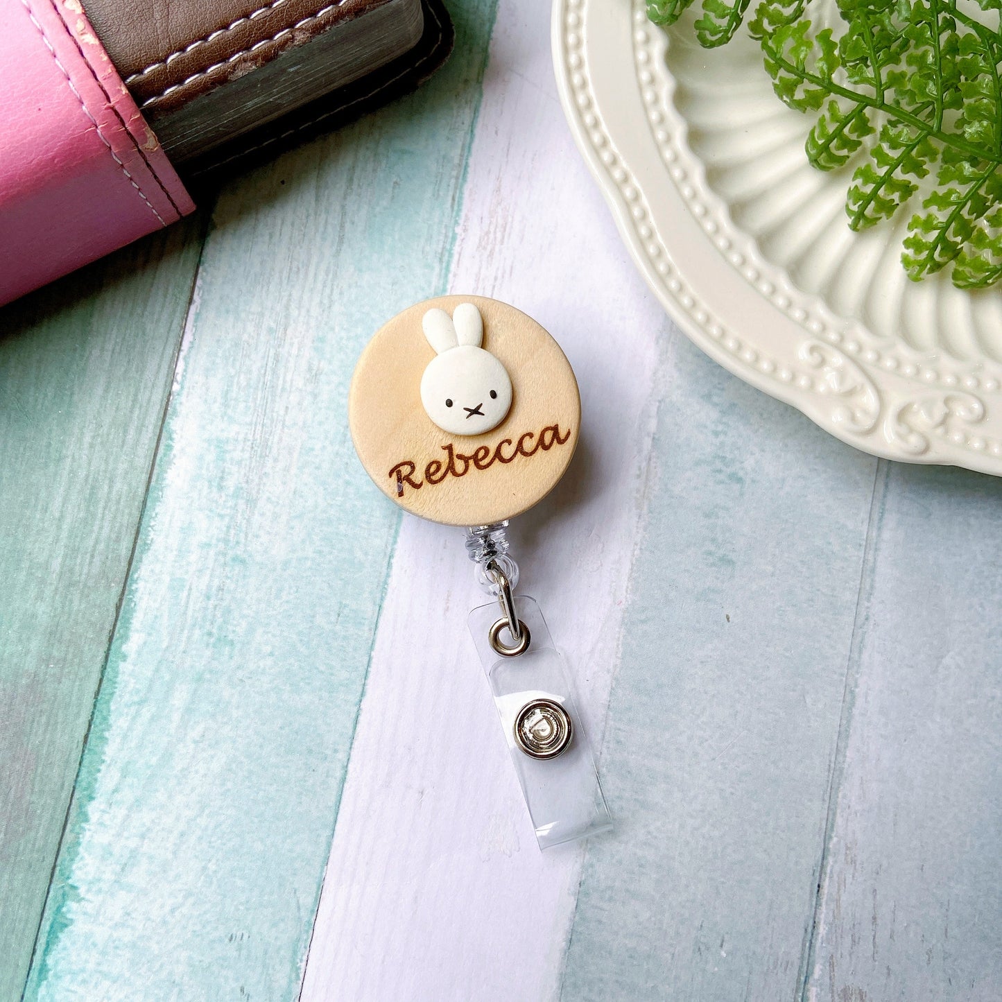 Adorable 3D Animals Personalized Wooden Name Badge Reel - Fox