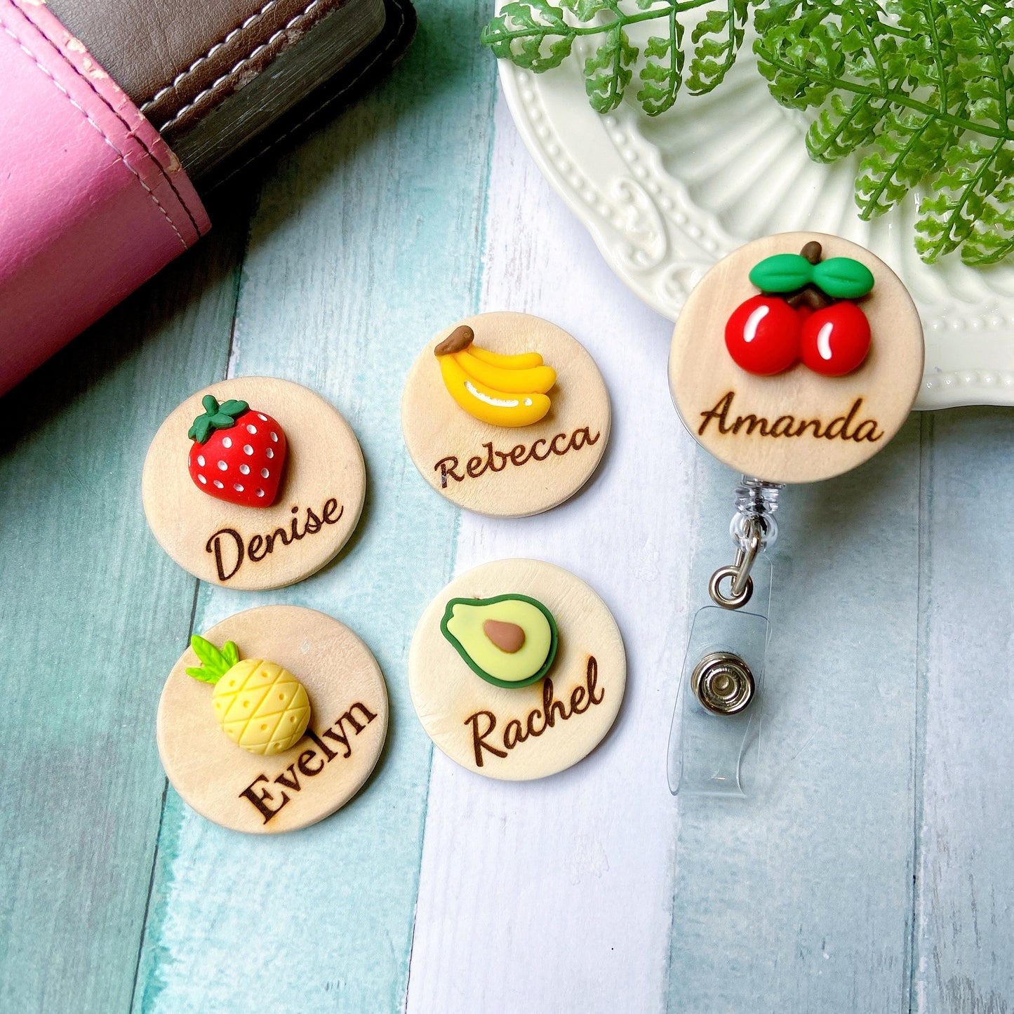 Adorable 3D Fruit Personalized Name Badge Reel - Cherry