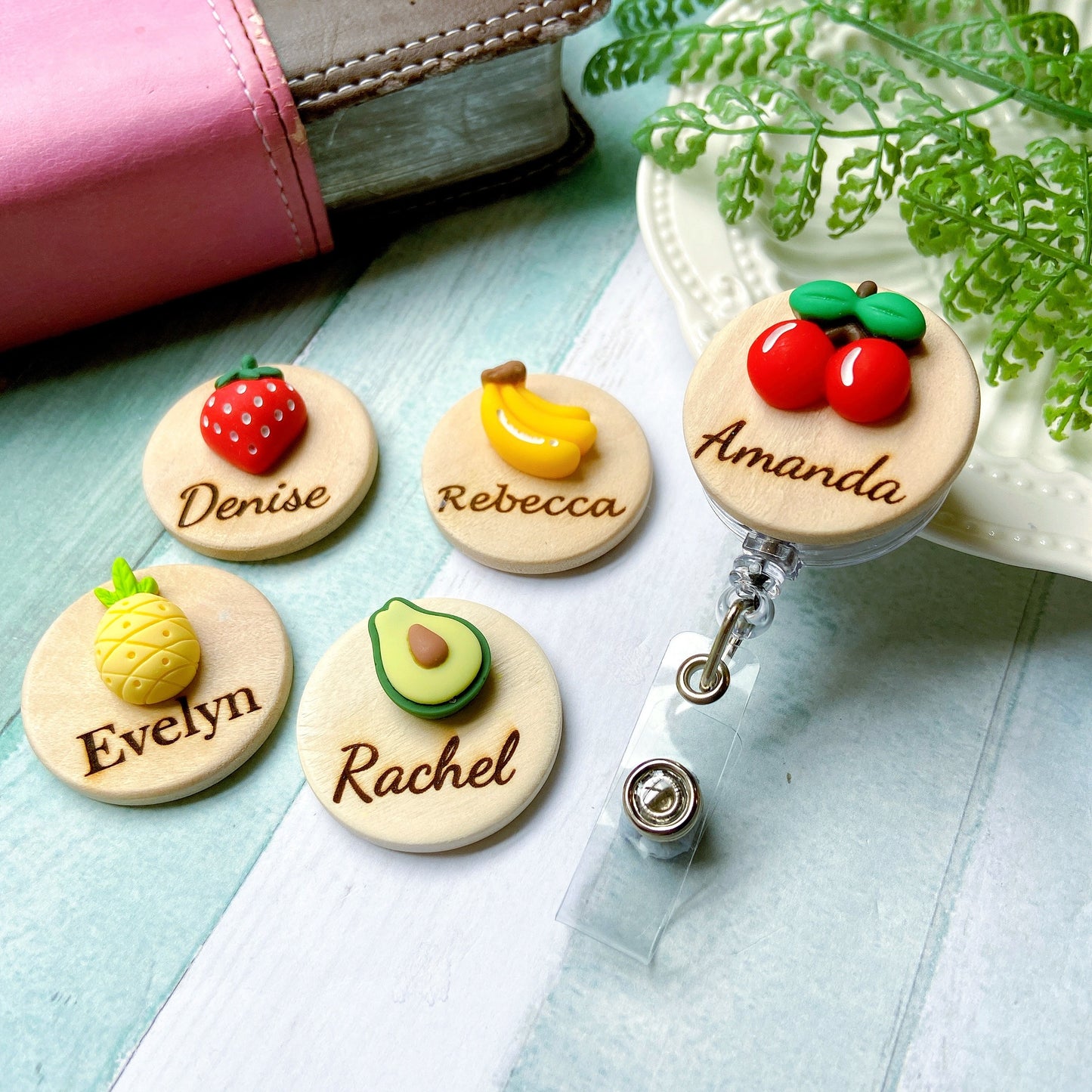 Adorable 3D Fruit Personalized Name Badge Reel - Cherry