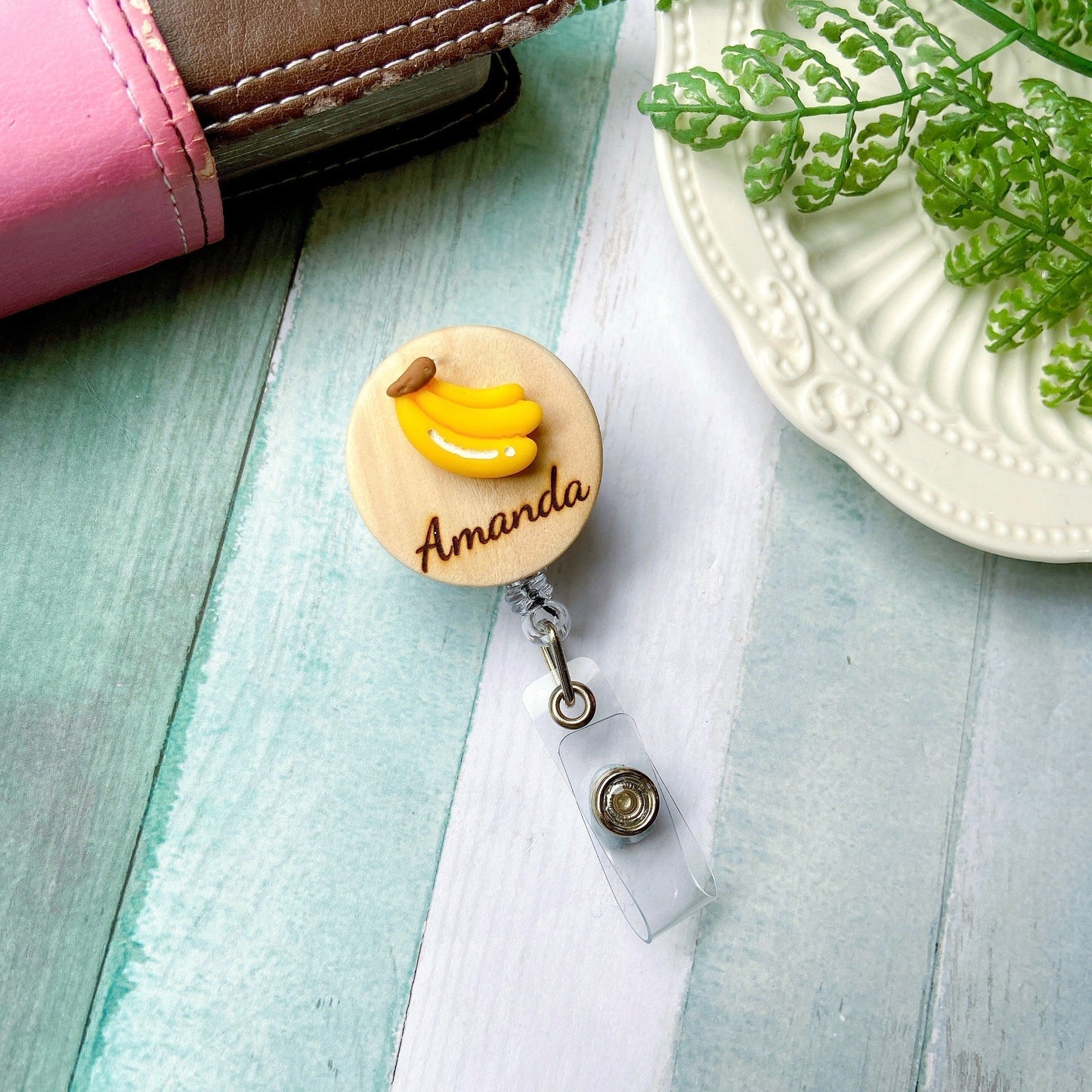 Adorable 3D Fruit Personalized Name Badge Reel - Avocado