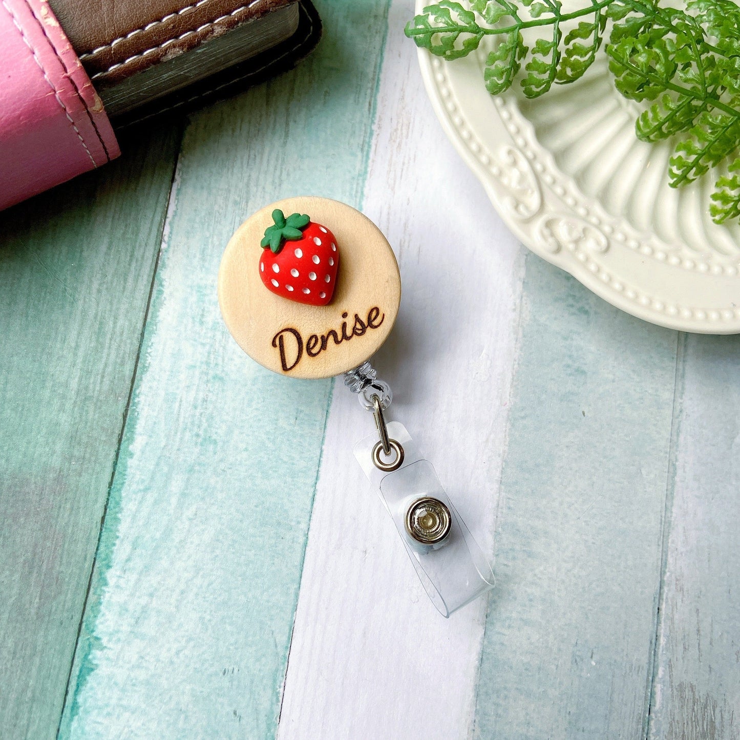 Adorable 3D Fruit Personalized Name Badge Reel - Avocado