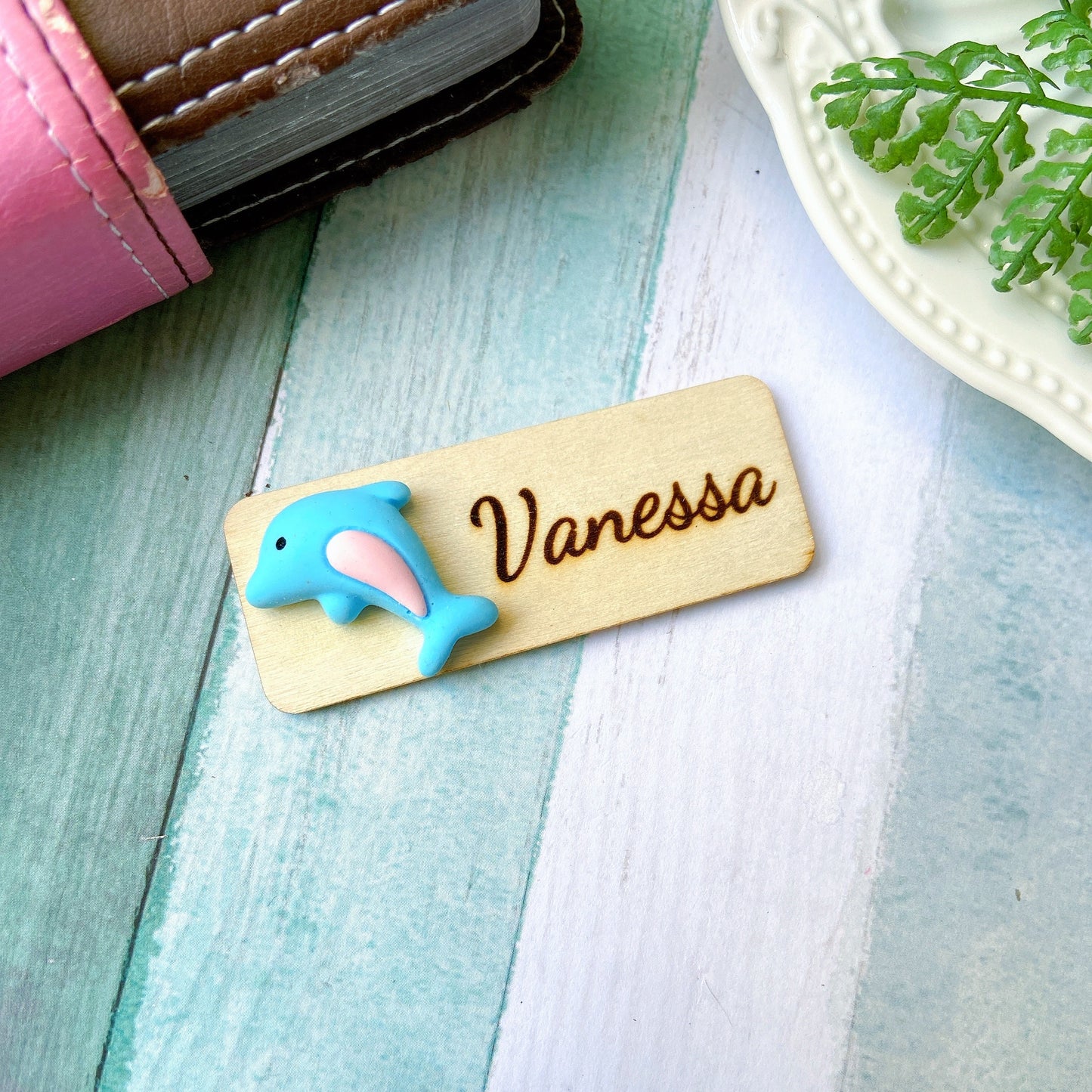 Aquarium 3D theme Personalized Name Tag Badge - Blue Fish