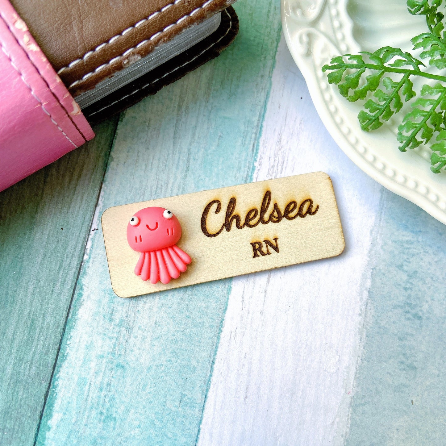 Aquarium 3D theme Personalized Name Tag Badge - Blue Fish