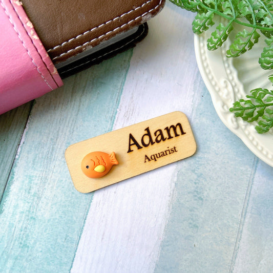 Aquarium 3D theme Personalized Name Tag Badge - Orange Fish