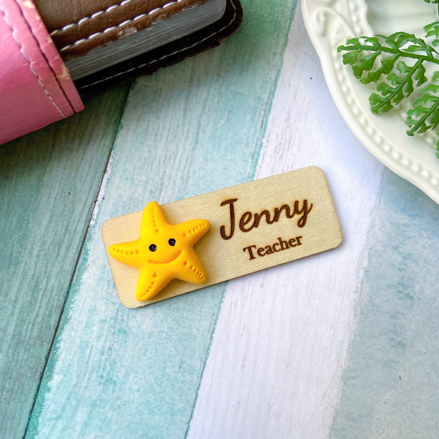 Aquarium 3D theme Personalized Name Tag Badge - Blue Fish