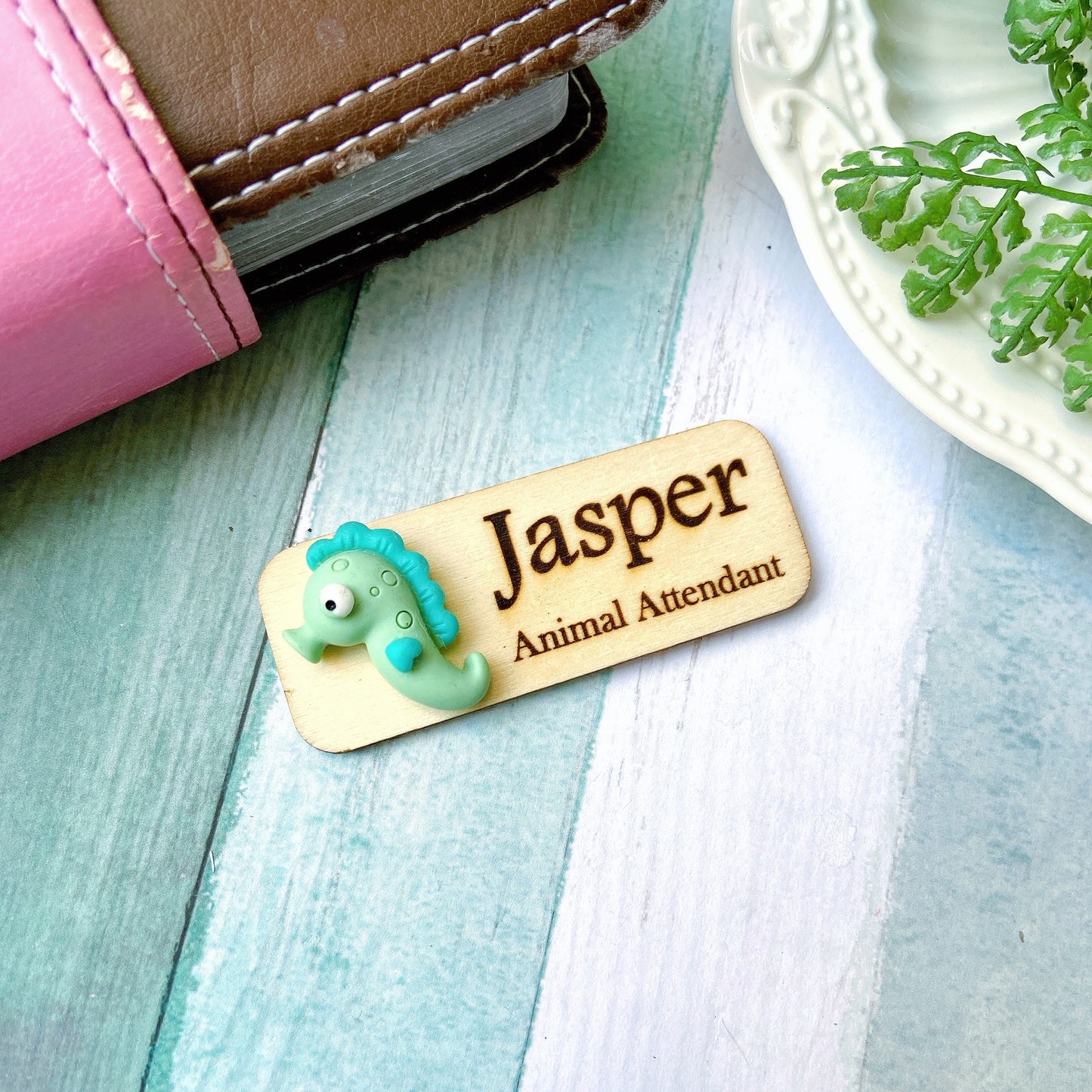 Aquarium 3D theme Personalized Name Tag Badge - Blue Fish