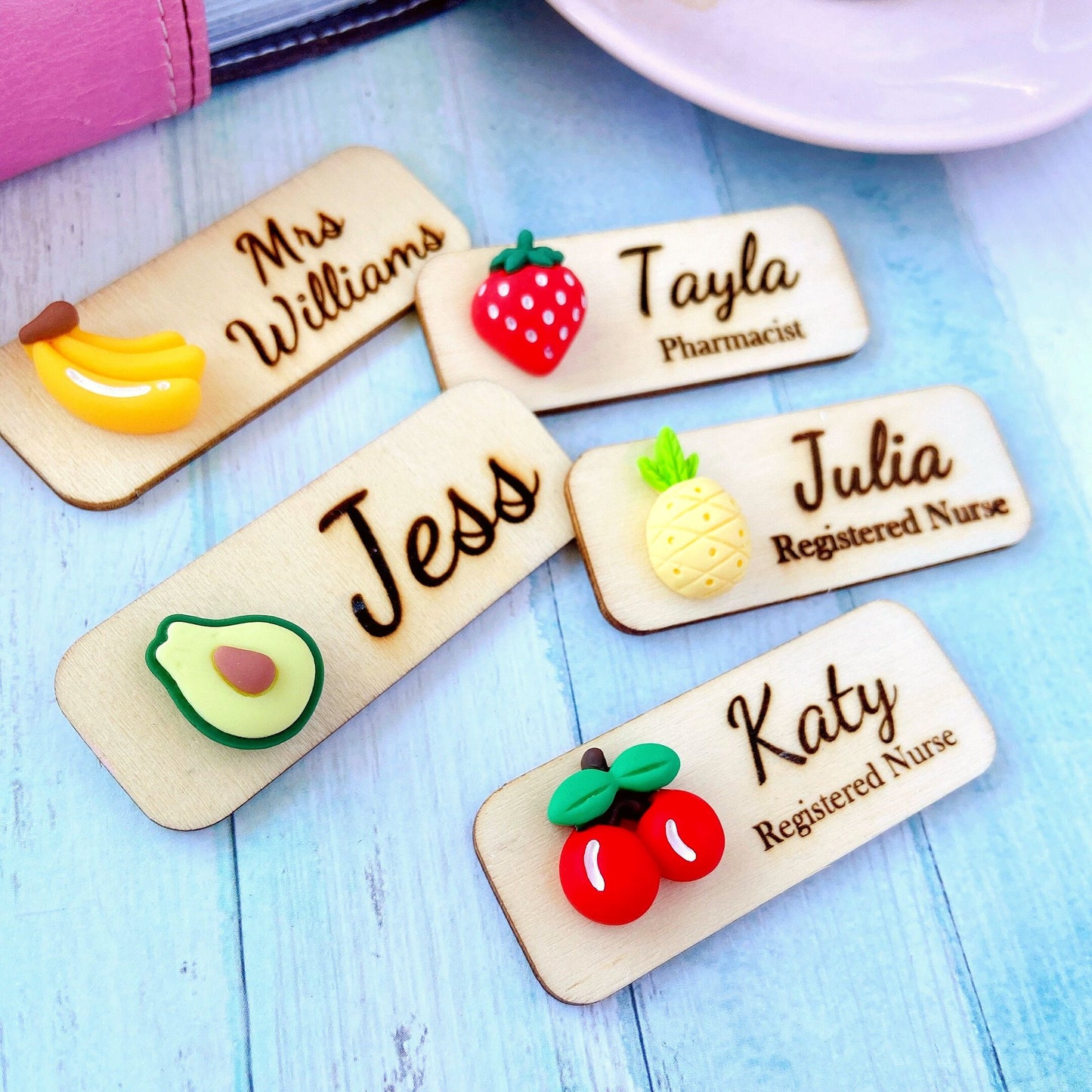 Adorable Fruit Personalized Name Tag Badge - Cherry