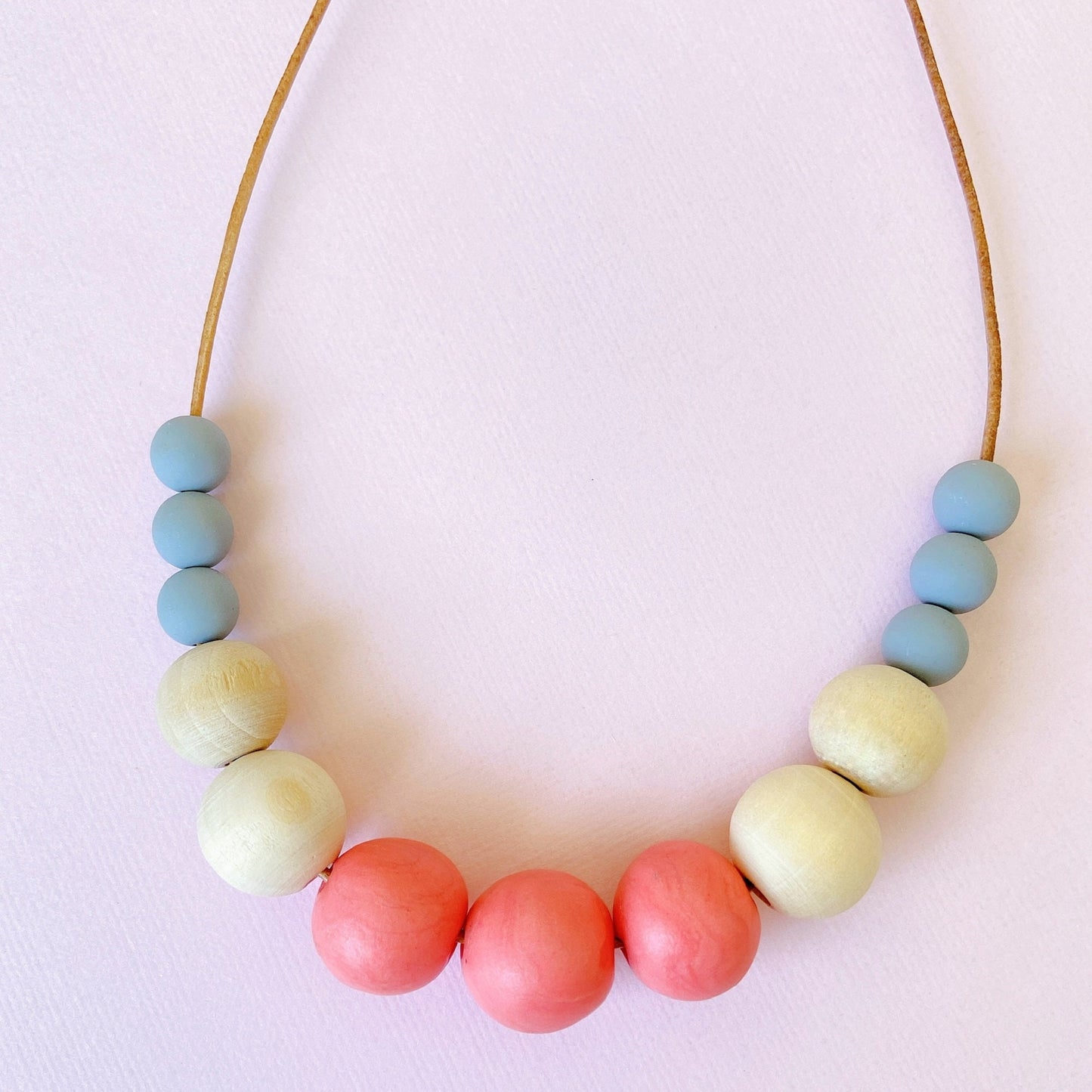 Orange Pink Handmade Polymer Clay Beaded Necklace