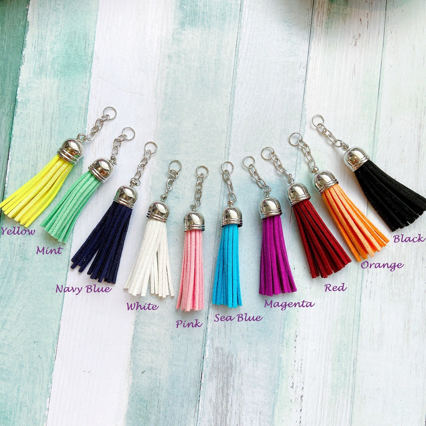 Personalized Message Wooden Tassel Keyring